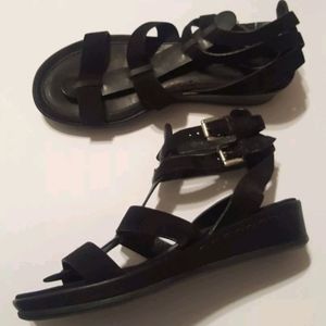 NEW Zamagni black leather suede gladiator sandals